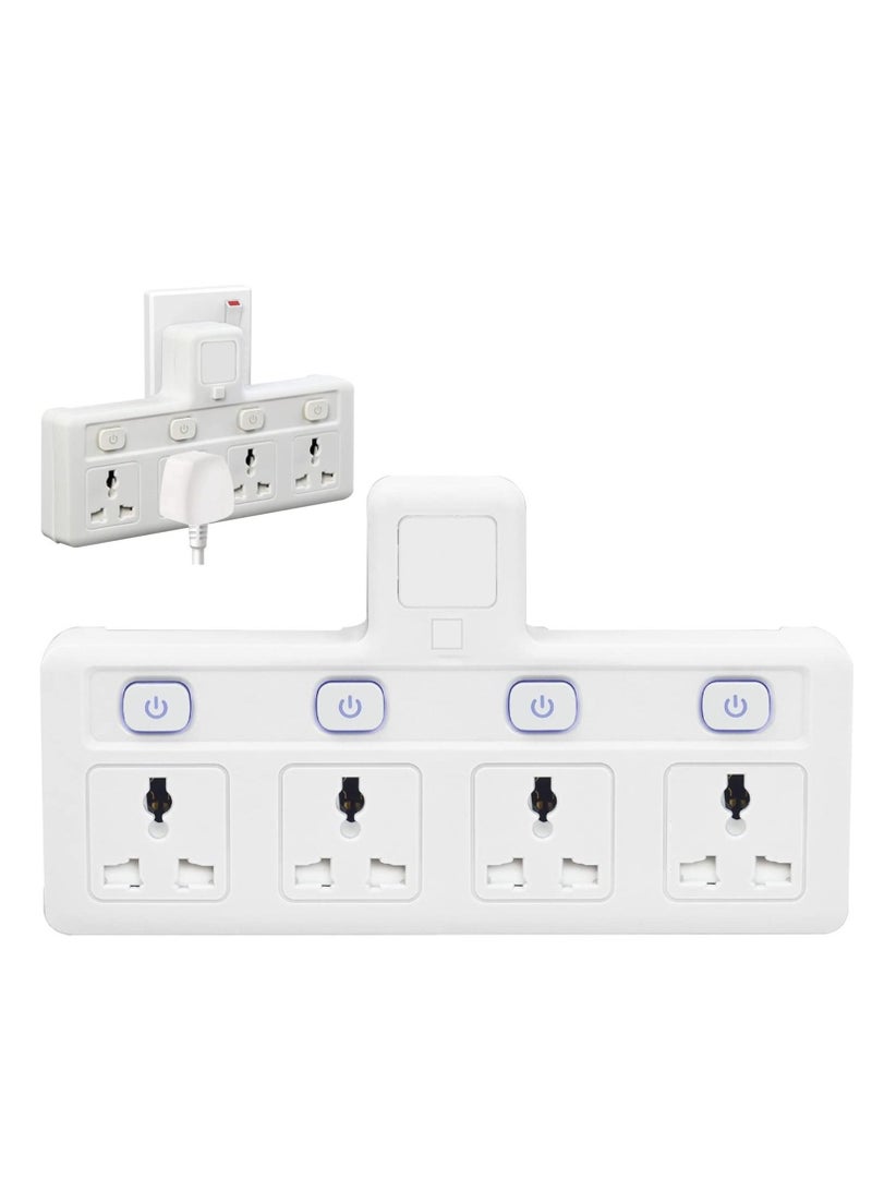 TYCOM Power Adapter Multi Plug Extension with 4 Ways Night Light, Extender Wall Charger Socket Multiple Electrical Outlet Adaptor, Charging Station for Home, Office -4 Way without Night Light - Image 1