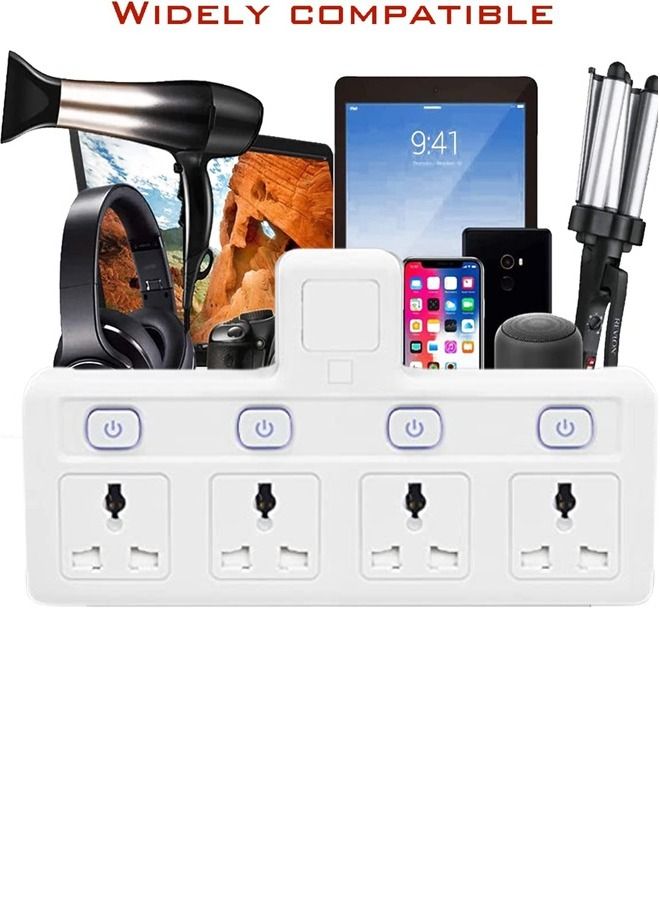 TYCOM Power Adapter Multi Plug Extension with 4 Ways Night Light, Extender Wall Charger Socket Multiple Electrical Outlet Adaptor, Charging Station for Home, Office -4 Way without Night Light - Image 2