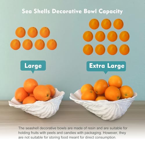 Accessoryway Large White Sea Shells Decorative Bowl Resin Clam Shell Bowl Beach Decorations for Home Coastal Beach Decor Decoration Storage Bowls & Home Office Nautical Themed Party Decor -10.2"-1PC - Image 5
