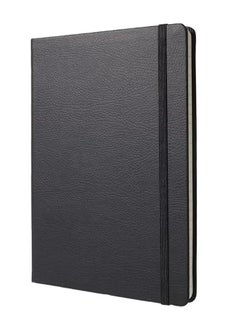 متجر الفرح دفاتر يومية مبطنة A5 دفاتر ملاحظات تنفيذية ذات غلاف فني مقاس 5.5 × 8.3 بوصة دفاتر ملاحظات للكتابة من الجلد الصناعي باللون الأسود مع شريط مطاطي للأعمال المكتبية والمنزلية والمدرسة  - Image 2
