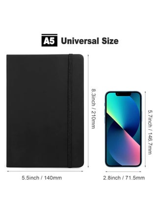Lined Journal Notebooks A5 Hardcover Executive Notebooks 5.5 X 8.3 Inches Journals Faux Leather Black Ruled Writing Notebooks with Elastic Band for Office Home School Business - view 5