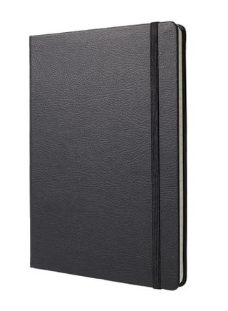 Lined Journal Notebooks A5 Hardcover Executive Notebooks 5.5 X 8.3 Inches Journals Faux Leather Black Ruled Writing Notebooks with Elastic Band for Office Home School Business - view 2