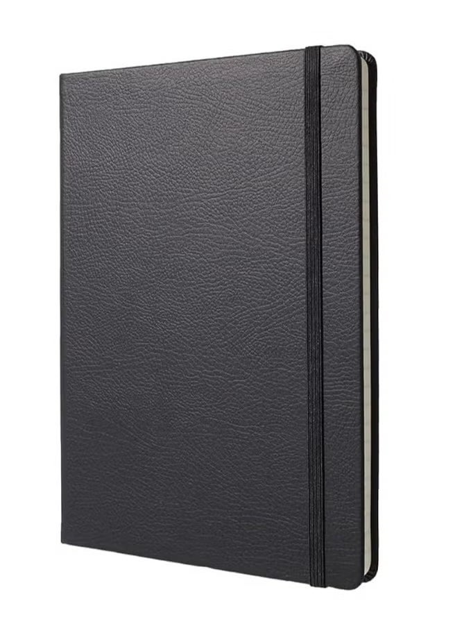 JoyousSto Lined Journal Notebooks A5 Hardcover Executive Notebooks 5.5 X 8.3 Inches Journals Faux Leather Black Ruled Writing Notebooks with Elastic Band for Office Home School Business  - Image 2