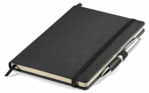 Lined Journal Notebooks A5 Hardcover Executive Notebooks 5.5 X 8.3 Inches Journals Faux Leather Black Ruled Writing Notebooks with Elastic Band for Office Home School Business