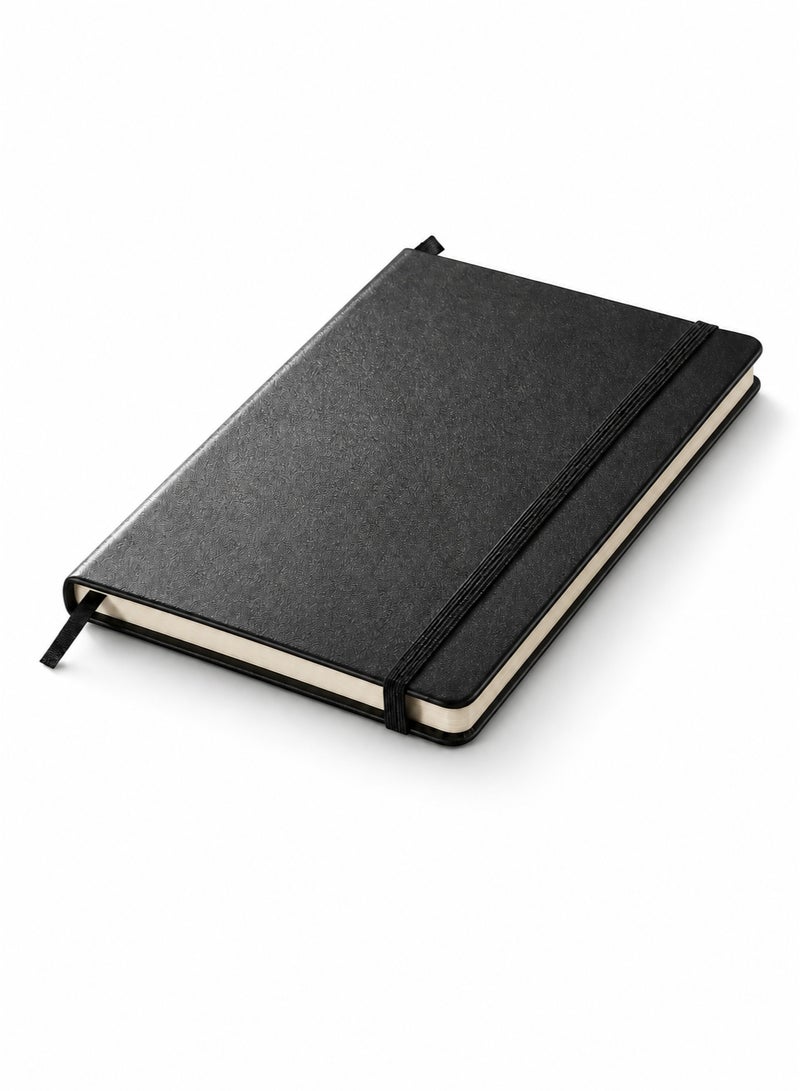 JoyousSto Lined Journal Notebooks A5 Hardcover Executive Notebooks 5.5 X 8.3 Inches Journals Faux Leather Black Ruled Writing Notebooks with Elastic Band for Office Home School Business - Image 1