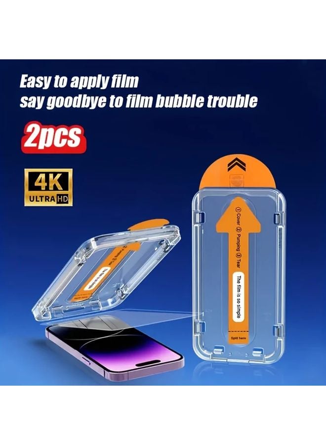 2 Pack Tempered Glass Screen Protector For IPhone 16 Plus Full Coverage Anti Fingerprint HD Clear - Image 1