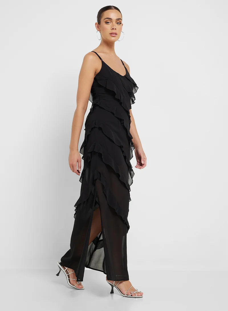 Ginger Ruffled Chiffon Maxi Dress