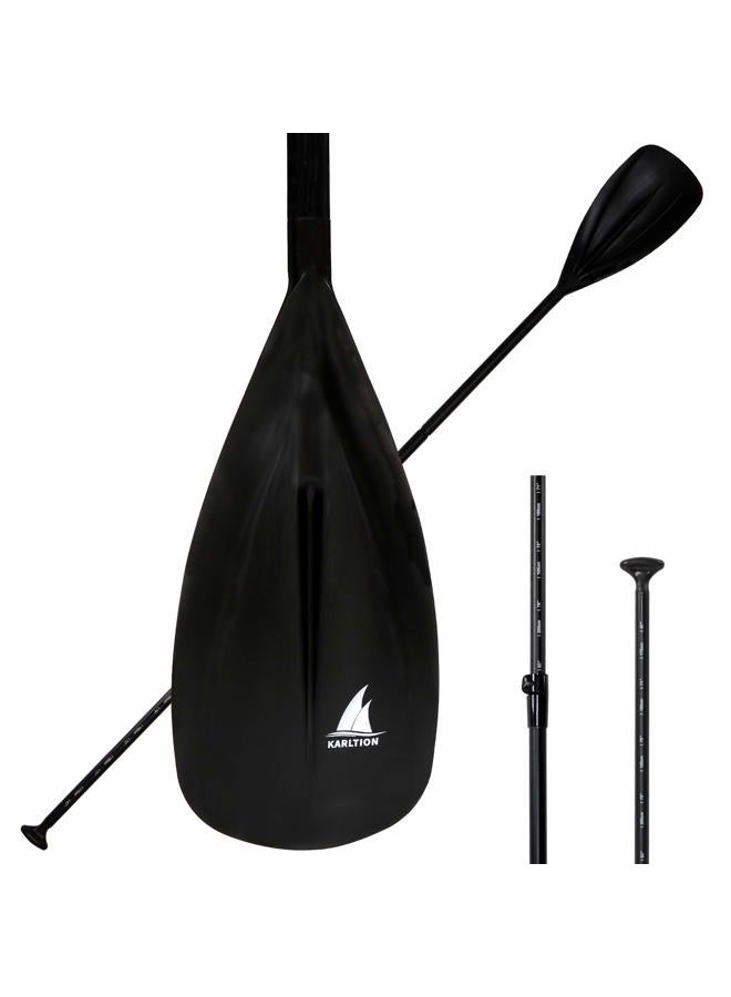 Karltion SUP Paddle - 3 Pieces Adjustable Aluminium SUP Paddle Alloy Shaft Paddle Board Paddles with Glass Fiber Blade for Surfing, Floating,Water Sport-Black - Image 1