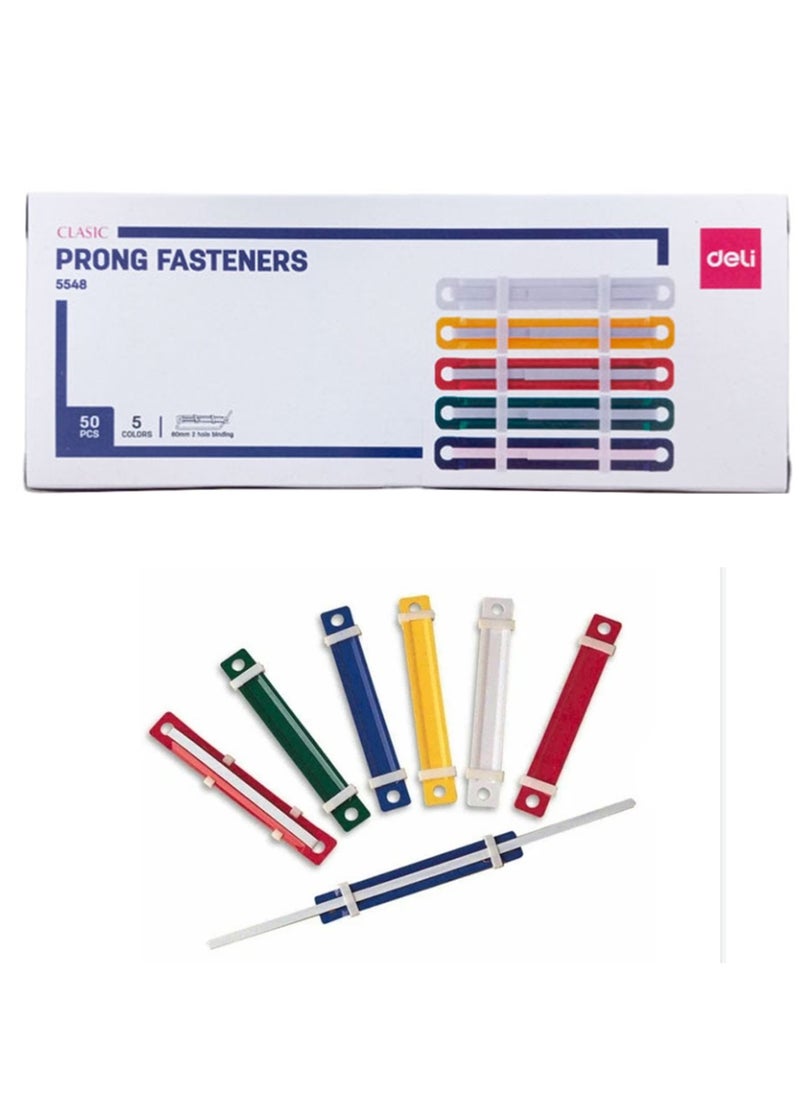 Deli 50-Piece Plastic File Fastener Multicolour  - Image 1