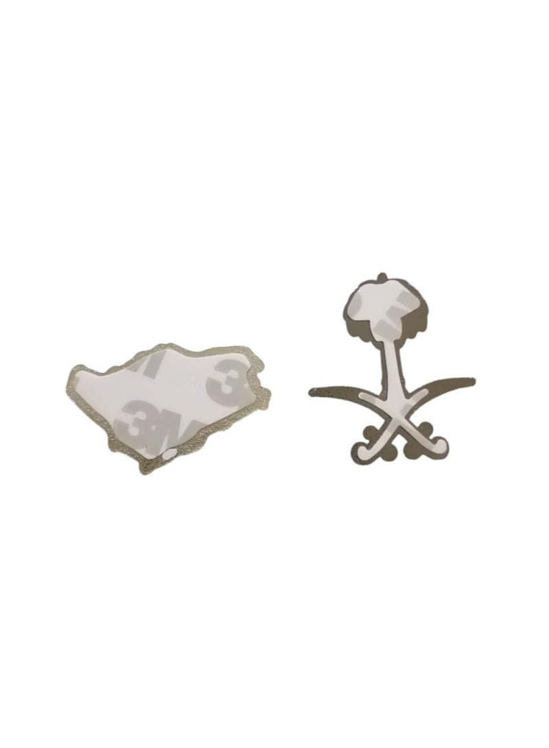A sticker that combines the symbol of the Kingdom of Saudi Arabia consisting of two swords and a palm tree, and a map of the great homeland, suitable for all types of mobile phones, two pieces. - Image 3