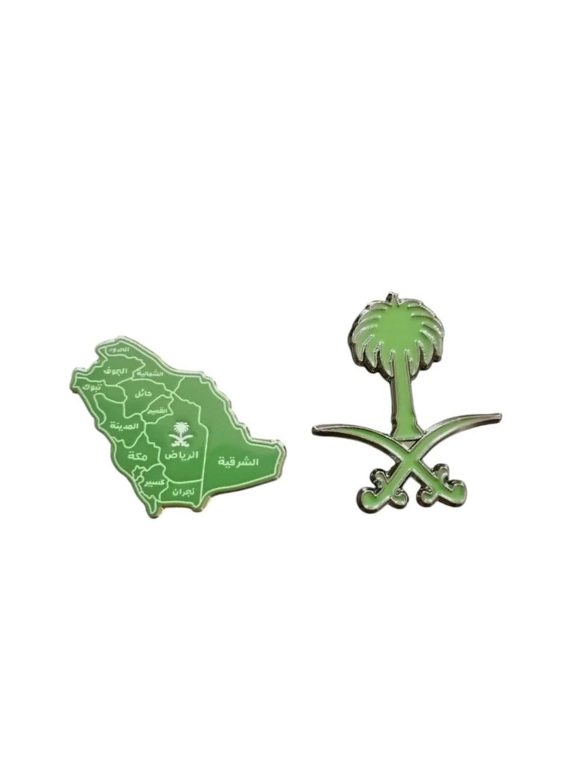 A sticker that combines the symbol of the Kingdom of Saudi Arabia consisting of two swords and a palm tree, and a map of the great homeland, suitable for all types of mobile phones, two pieces. - Image 2