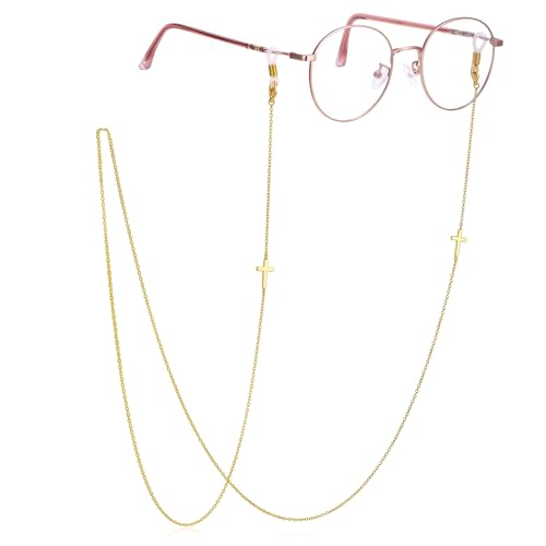 AllenCOCO Cross Glasses Chain, Glasses Strap For Women Sunglasses - 14K Gold Eyeglasses Chain, Eye Glasses Holders Around Neck - Image 1