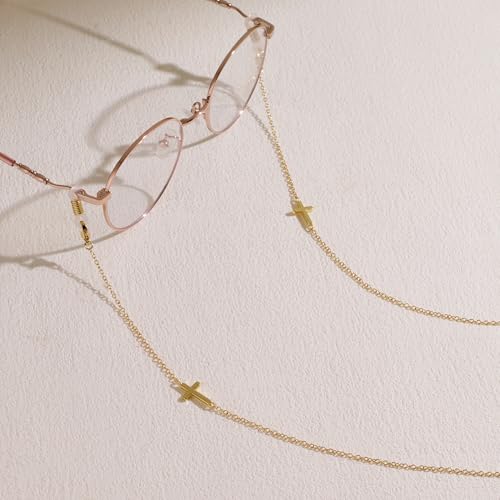 AllenCOCO Cross Glasses Chain, Glasses Strap For Women Sunglasses - 14K Gold Eyeglasses Chain, Eye Glasses Holders Around Neck - Image 5