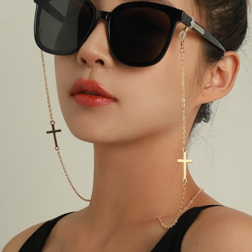 AllenCOCO Cross Glasses Chain, Glasses Strap For Women Sunglasses - 14K Gold Eyeglasses Chain, Eye Glasses Holders Around Neck - Image 2