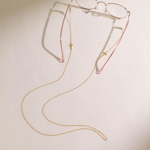 AllenCOCO Cross Glasses Chain, Glasses Strap For Women Sunglasses - 14K Gold Eyeglasses Chain, Eye Glasses Holders Around Neck - Image 4