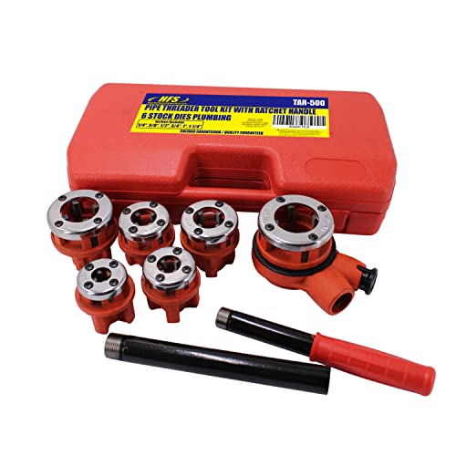 HFSR Ratchet Pipe Threader Kit Ratcheting Pipe Threading Tool Set with 6 Dies