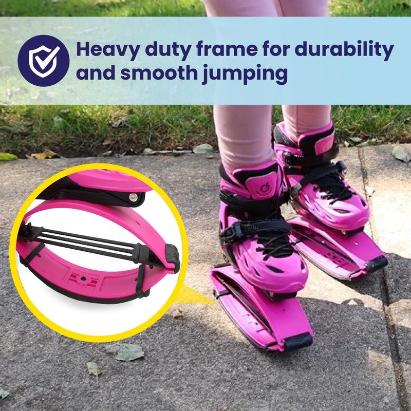 New Bounce Jumping Shoes for Kids - Premium Moon Boots - Durable Kangaroo Jumpers - Strong, Safe and Adjustable Fit, Perfect for Exercise and Fun - New & Improved Edition (Large, Pink) - Image 2