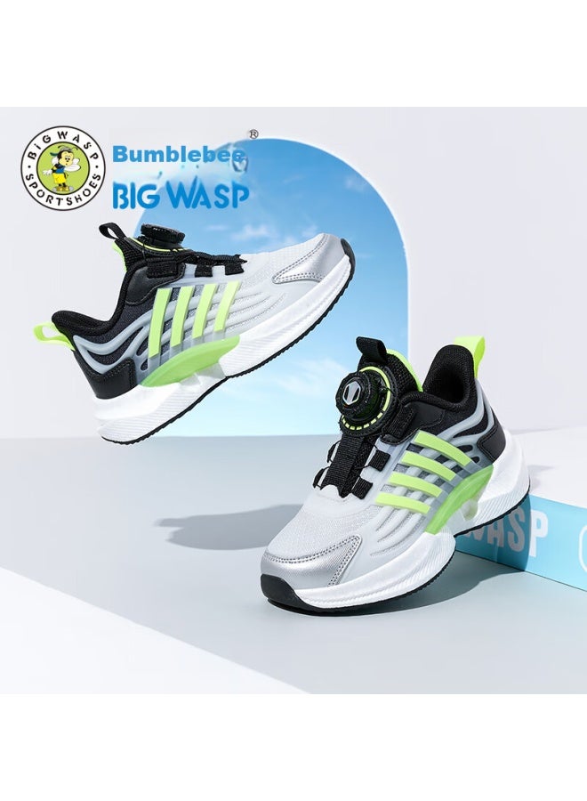 BIGWASP Bumblebee Boys' Autumn Mesh Breathable Rotary Buckle Sneakers, B1123318830, Black And Gray, Size 40 - Image 5