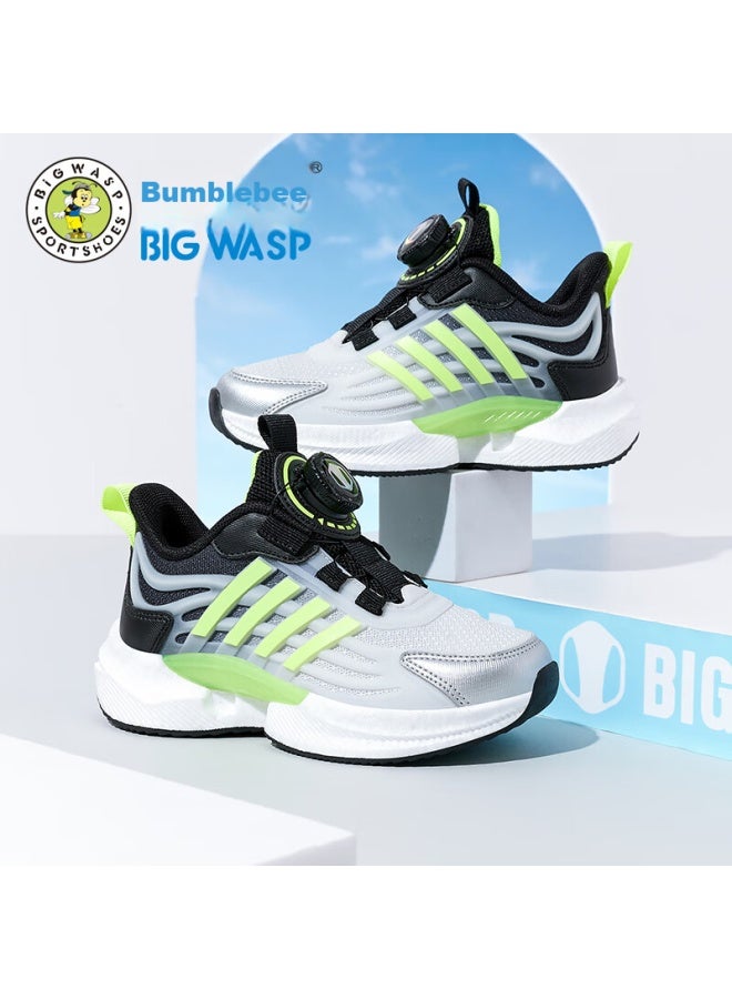 BIGWASP Bumblebee Boys' Autumn Mesh Breathable Rotary Buckle Sneakers, B1123318830, Black And Gray, Size 40 - Image 1