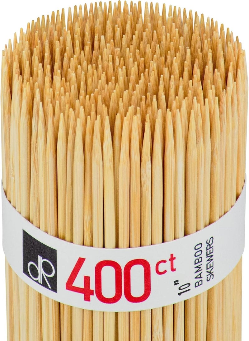DecorRack 10" Natural Bamboo Skewers Sticks, 400 Wood Skewers for Grilling, BBQ, Kabob, Appetizers, Fruits, Smores, Cocktail, Brunch, Fondue Sticks, Barbeque, DIY Crafting, 10 inch (400 pack) - Image 1