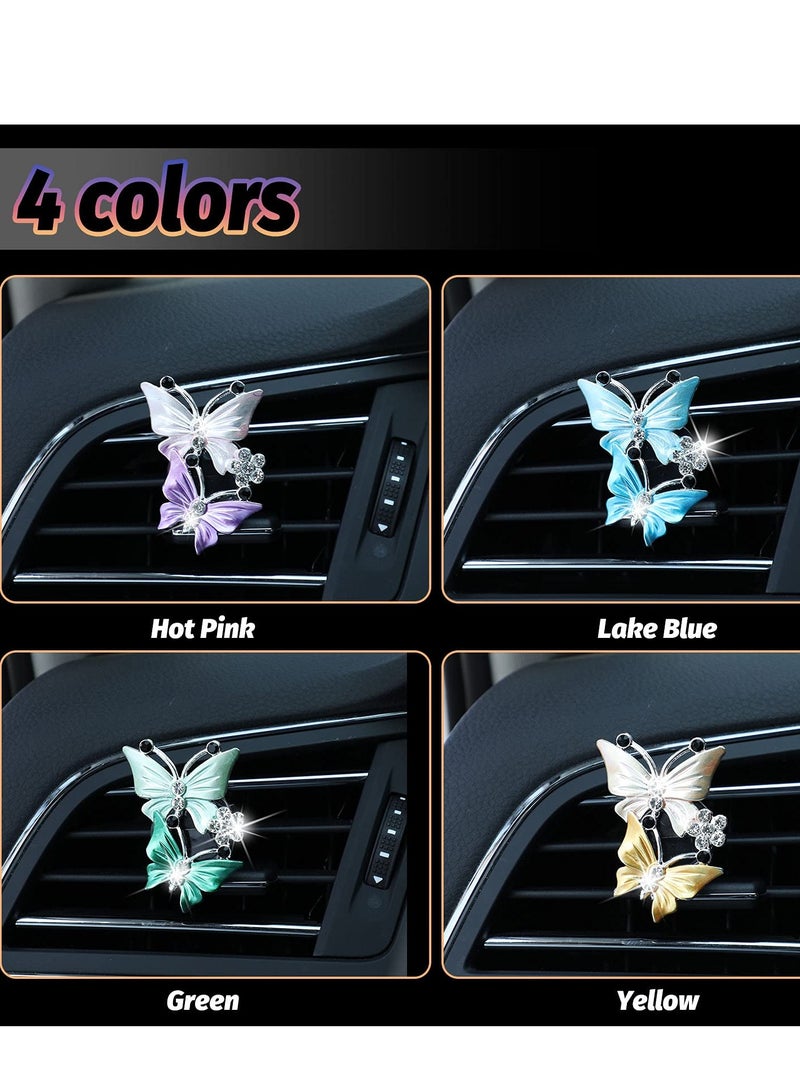 SYOSI 4 Pieces Car Butterfly Diffuser Vent Clip, Car Air Vent Decoration Lovely Dual Butterfly Car Interior Decoration Charm Rhinestone Car Bling Accessories for Women Girls  - Image 4