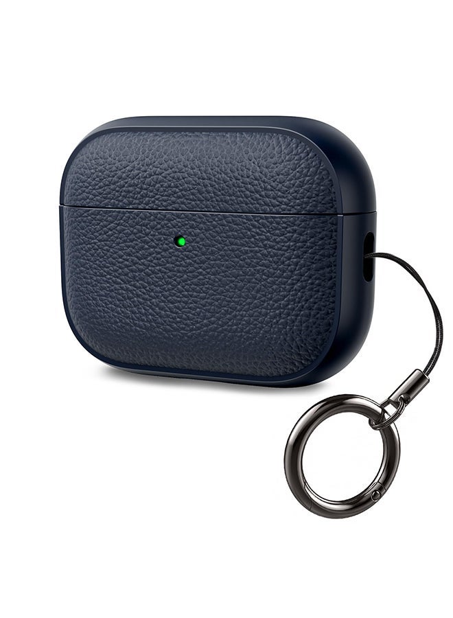 Case for Airpods Pro 3 Case Cover, Leather Touch Design Protective Headphone Case Cover  Support for Wireless Charging -Dark Blue