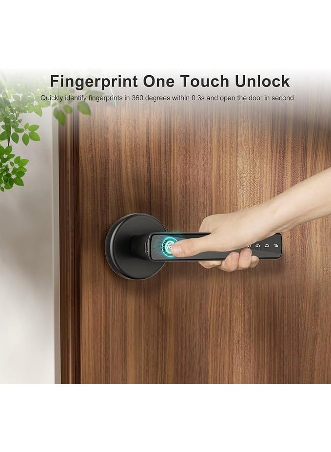 Makayuron Smart Door Lock Keyless Entry with Handle  APP 2 IC Cards Codes Keys Fingerprints Biometric Electronic Keyless for Home Hotel Office Apartment Bedroom - Image 3