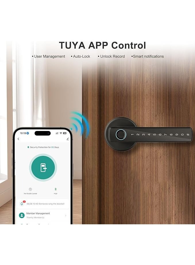 Makayuron Smart Door Lock Keyless Entry with Handle  APP 2 IC Cards Codes Keys Fingerprints Biometric Electronic Keyless for Home Hotel Office Apartment Bedroom - Image 5