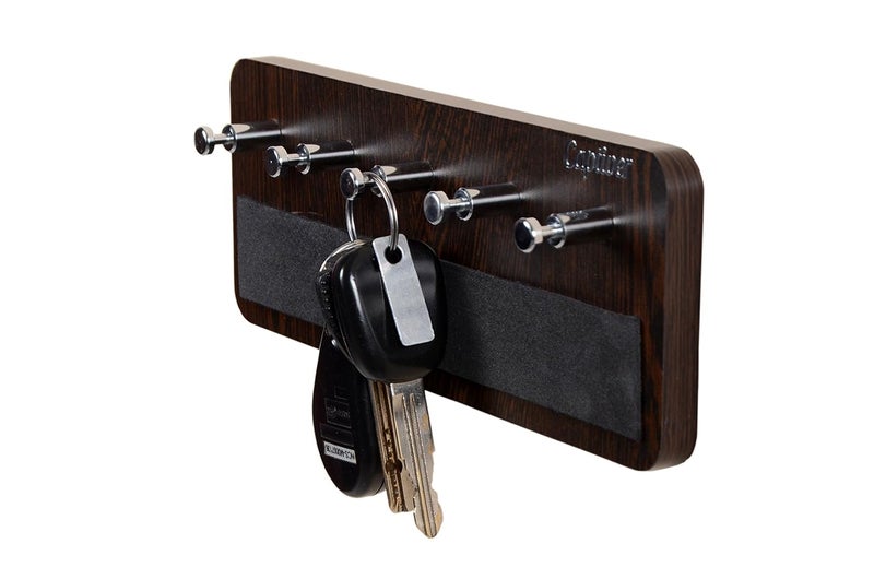 Captiver Captiver Dixon MDF Wood Wall Mount Key Holders 5 Knob Hooks Wenge Home Office Living Room Kitchen Keychain Purse Royal Small Designer Hangers Items Keys Self  - Image 1