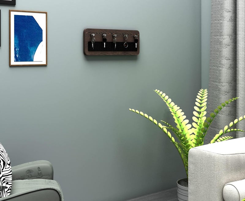 Captiver Captiver Dixon MDF Wood Wall Mount Key Holders 5 Knob Hooks Wenge Home Office Living Room Kitchen Keychain Purse Royal Small Designer Hangers Items Keys Self  - Image 2