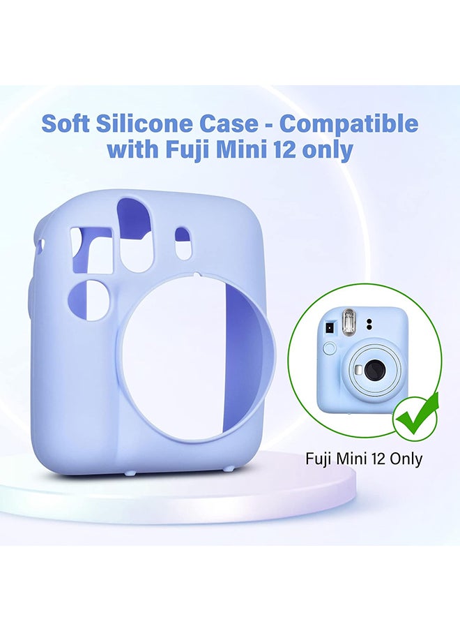 O Ozone - Silicone Case for Fujifilm Instax Mini 12 Instant Camera Case |Soft Protective Camera Cover with Adjustable Shoulder Strap - Pastel Blue - Image 1