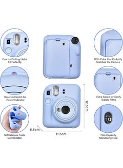 O Ozone Silicone Case for Fujifilm Instax Mini 12 Instant Camera Case |Soft Protective Camera Cover with Adjustable Shoulder Strap - Pastel Blue  - Image 3