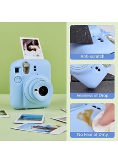 O Ozone Silicone Case for Fujifilm Instax Mini 12 Instant Camera Case |Soft Protective Camera Cover with Adjustable Shoulder Strap - Pastel Blue  - Image 2