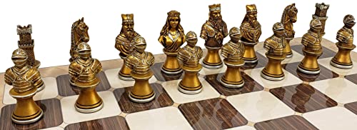 HPL Medieval Times Crusades Knight Chess Men Set Gold Silver Busts NO Board - Image 5