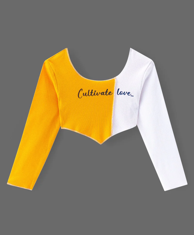 Ollington St. Ollington St. Cotton Knit Full Sleeves Crop Top and Printed Joggers Set - Multicolor