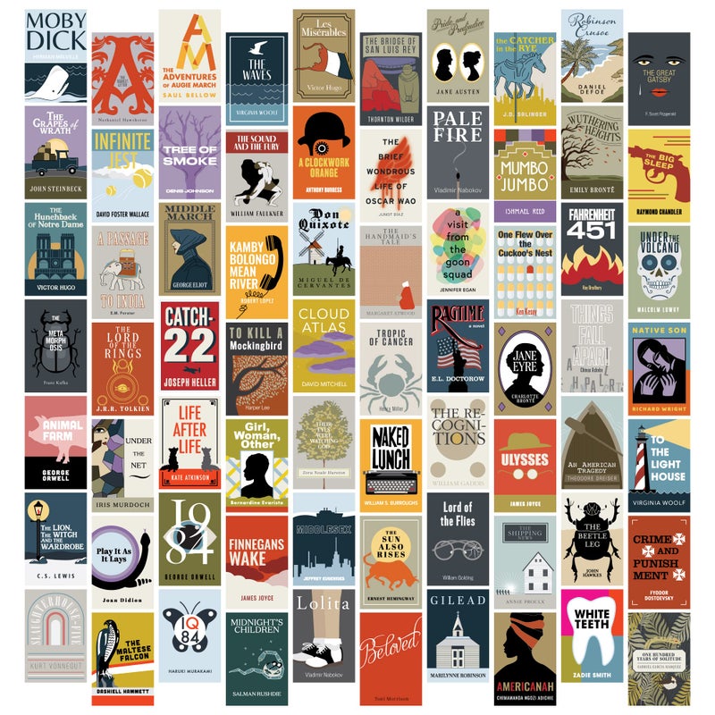 Pop Chart Lab Pop Chart  Notable Novels Wall Collage Kit  70 Pcs 4 x 6 Art Prints  Colorful Academic Decor for Home Dorm or Classroom  100 Made in the USA
