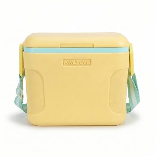 Pinnacle Passion 8L Chiller Ice Box |Fits 12 Cans |Holds Ice Upto 36 hrs| Adjustable Straps, Lid-Lock & Drink Holder| Portable Insulated Ice Cooler Box for Picnic, Car Travelling, Parties (Yellow) - Image 1