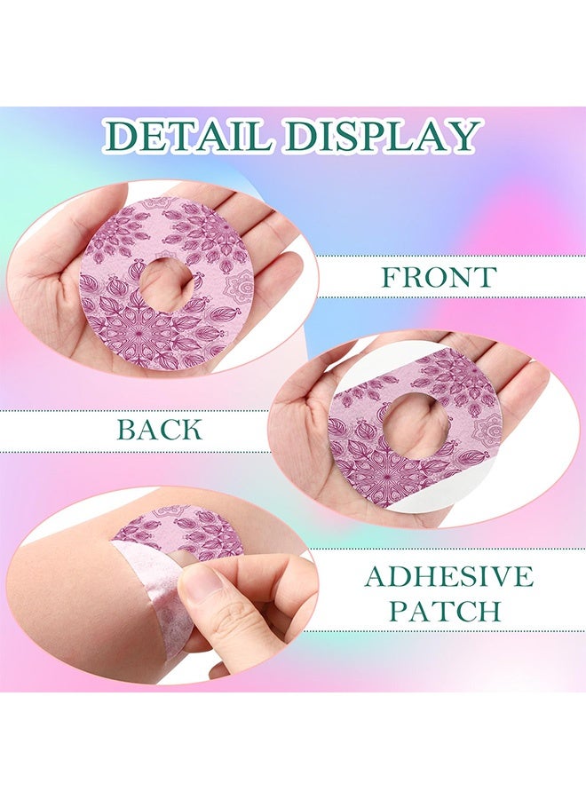 Peachjoy 36 قطعة أغطية حساسات مقاومة للماء متوافقة مع لبر 2 لاصقات لاصقة أغطية تنفسية مزخرفة بزهور ماندالا أغطية لاصقة مسبقة القطع لحماية جهاز مراقبة الجلوكوز المستمر - Image 3