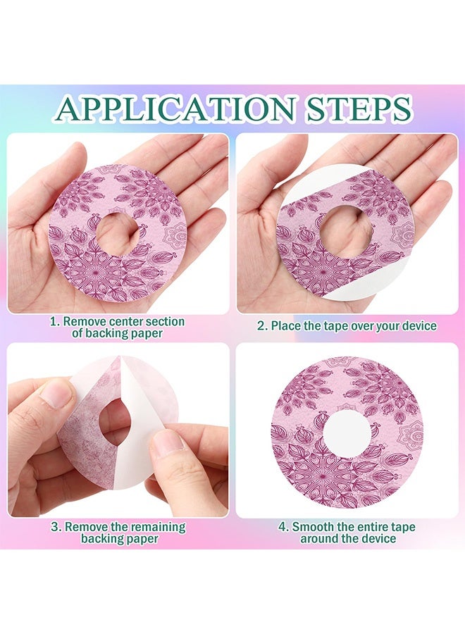 Peachjoy 36 قطعة أغطية حساسات مقاومة للماء متوافقة مع لبر 2 لاصقات لاصقة أغطية تنفسية مزخرفة بزهور ماندالا أغطية لاصقة مسبقة القطع لحماية جهاز مراقبة الجلوكوز المستمر - Image 4