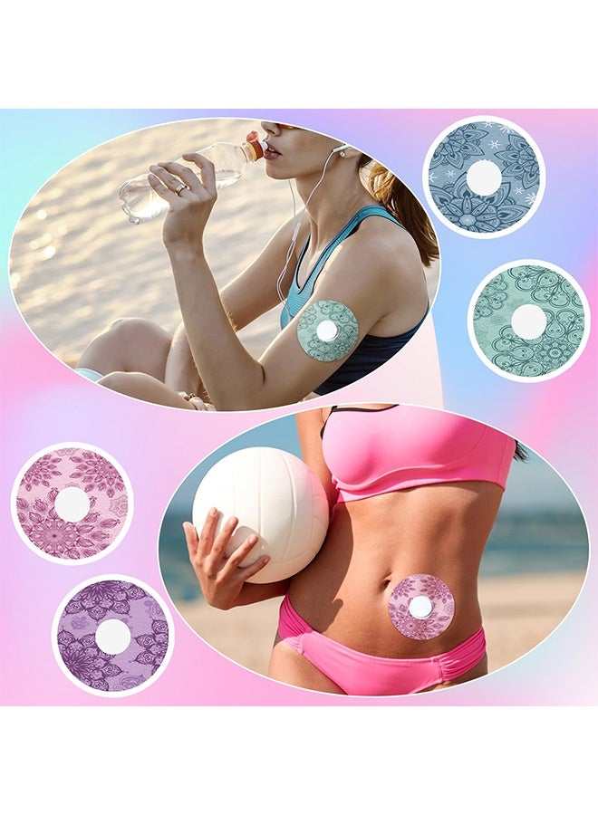 Peachjoy 36 قطعة أغطية حساسات مقاومة للماء متوافقة مع لبر 2 لاصقات لاصقة أغطية تنفسية مزخرفة بزهور ماندالا أغطية لاصقة مسبقة القطع لحماية جهاز مراقبة الجلوكوز المستمر - Image 5