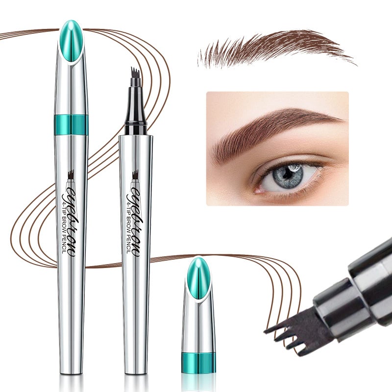 Eyebrow Microblading Pen with 4 Point Brow Pen Lift  Snatch Microblading LongLasting Waterproof Natural Eyebrow Hair Reddish Brown