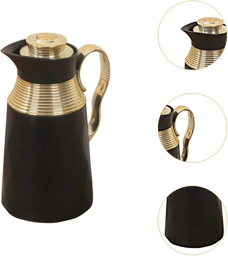 Insulated Kettle Carafe Thermal Pot Hot Water Jug Vacuum Flasks Waterproof Material Large 1000ml Capacity Suitable for Home Serving Coffee BRE, Black - Image 4