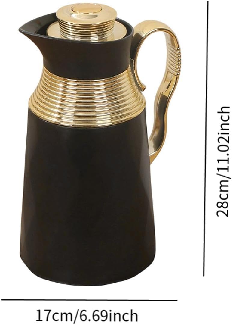 Insulated Kettle Carafe Thermal Pot Hot Water Jug Vacuum Flasks Waterproof Material Large 1000ml Capacity Suitable for Home Serving Coffee BRE, Black - Image 3