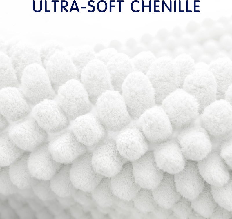 subrtex Bathroom Rugs Chenille Bath Rug Soft Short Plush Bath Mat Soft Shower Mat Water Absorbent Shower Mat Quick Dry Machine Washable(White,16" x 24") - Image 4