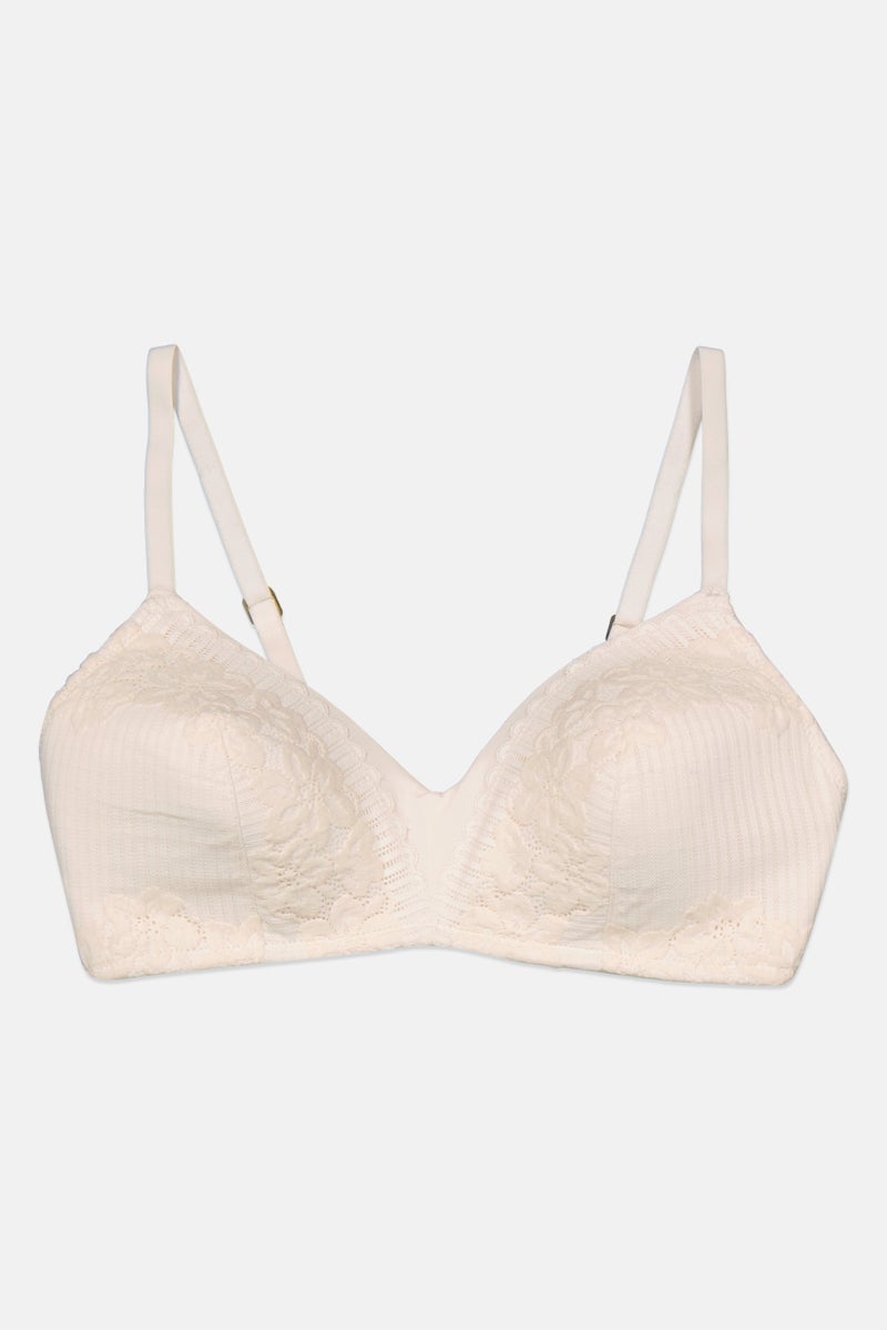 Etam Women Textured Padded Bra, Light Beige - Image 1