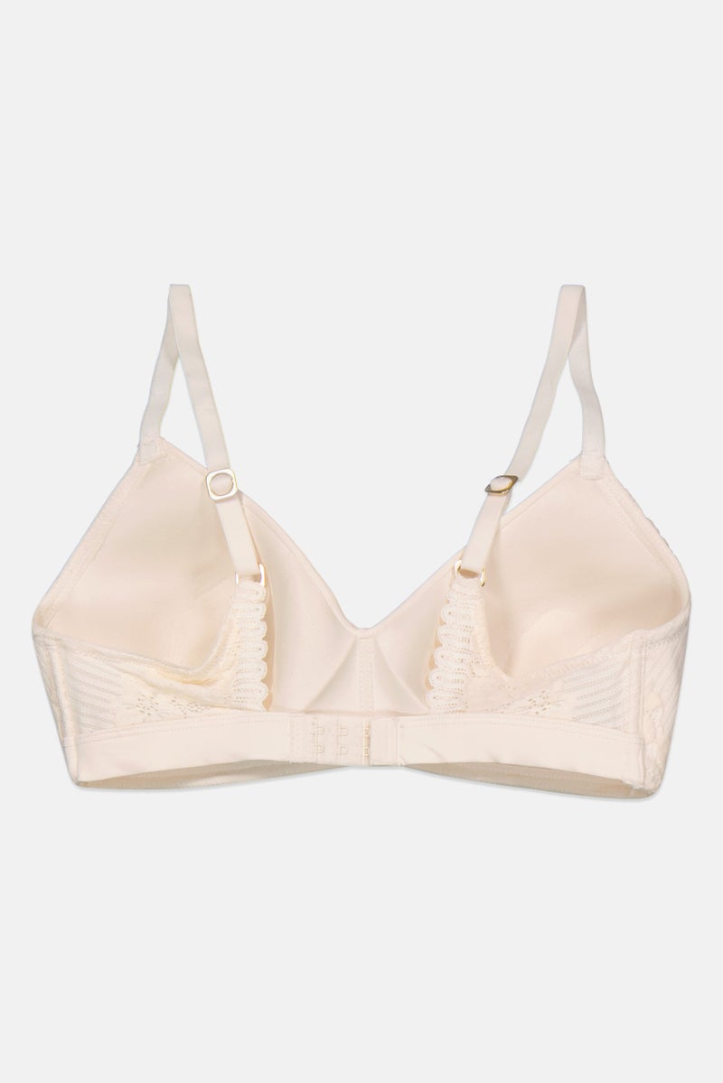 Etam Women Textured Padded Bra, Light Beige - Image 2