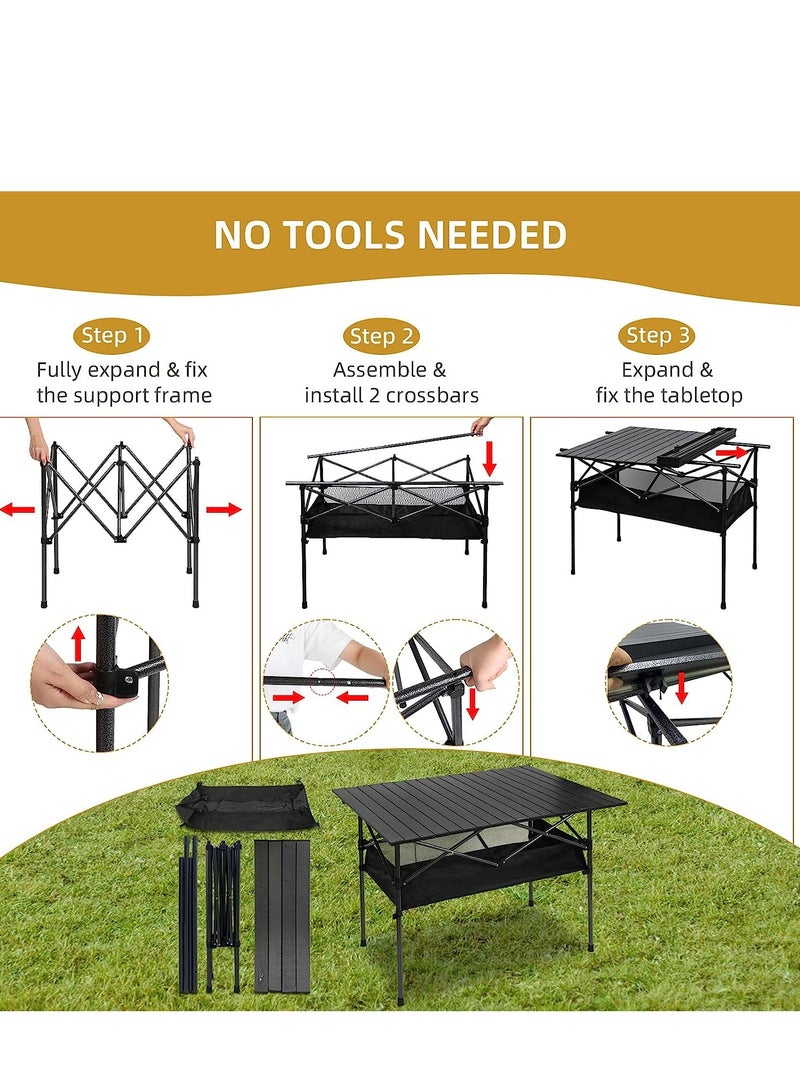 MIXDE Camping Table,Outdoor Folding Portable Picnic Camping Table, Aluminum Roll-up Table with Easy Carrying Bag for Indoor,Outdoor,Camping, Beach,Backyard, BBQ, Party, Patio, Picnic  - Image 3