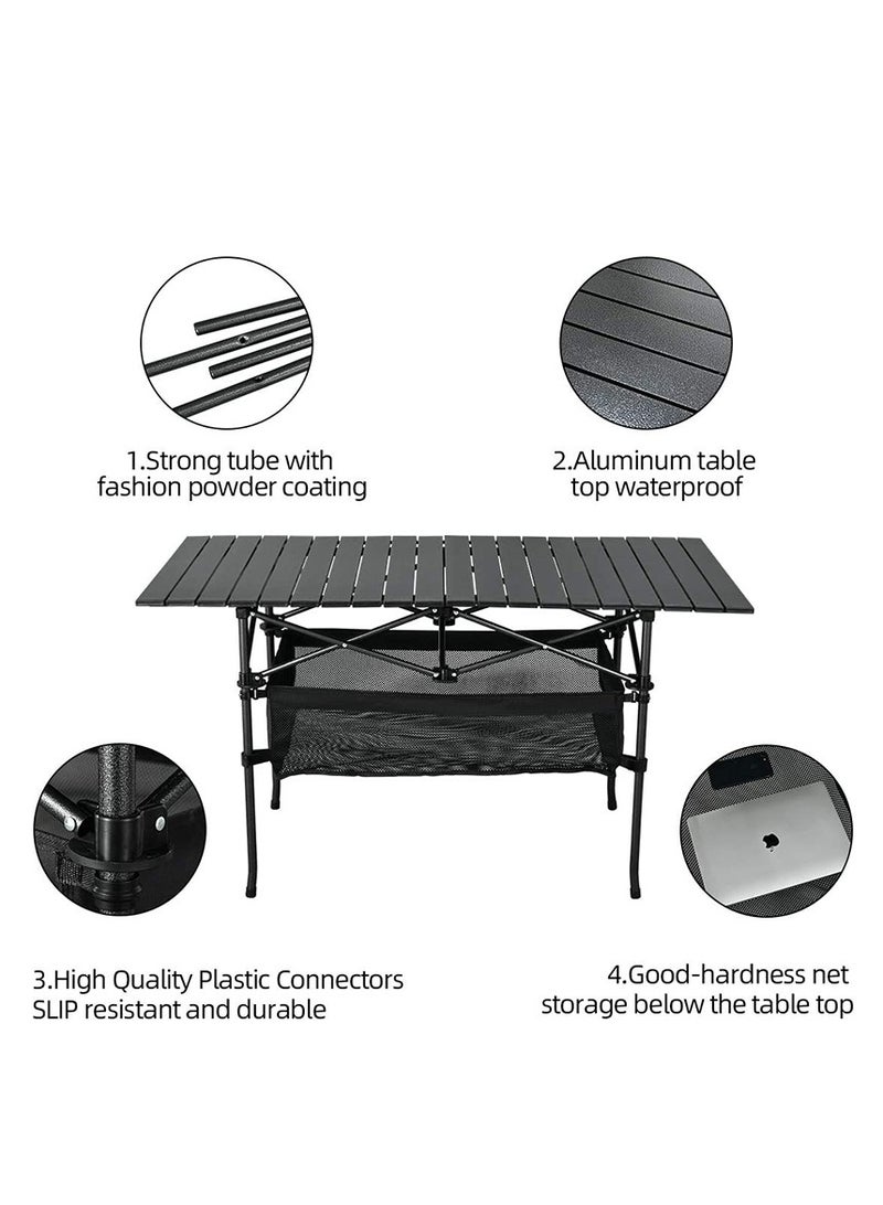 MIXDE Camping Table,Outdoor Folding Portable Picnic Camping Table, Aluminum Roll-up Table with Easy Carrying Bag for Indoor,Outdoor,Camping, Beach,Backyard, BBQ, Party, Patio, Picnic  - Image 4
