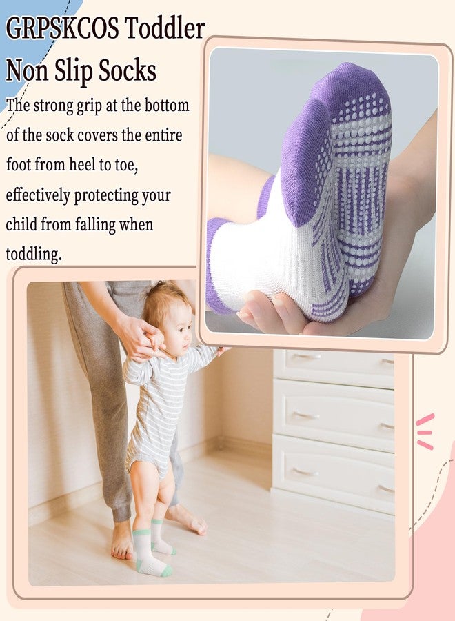 GRPSKCOS Toddler Girls Non Slip Socks 15 Pairs Toddler Anti Skid Socks for 0-7 Years Girls Kids（01 Patchwork on white, 1-3T - Image 4
