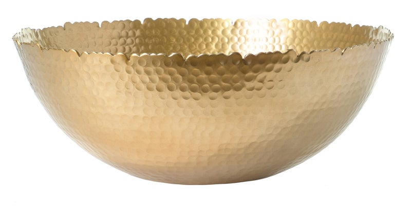 Red Co. Antique Style Tabletop Gold Textured Centerpiece Round Serving Platter Tray Catch-All Dish - 13 Inches Dia, for Dining Living Room Home DÃ©cor - Image 1
